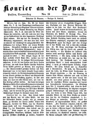 Kourier an der Donau (Donau-Zeitung) Donnerstag 22. Januar 1835