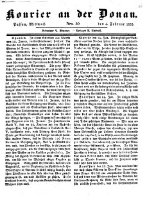 Kourier an der Donau (Donau-Zeitung) Mittwoch 4. Februar 1835