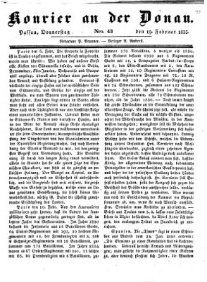 Kourier an der Donau (Donau-Zeitung) Donnerstag 19. Februar 1835