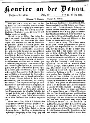 Kourier an der Donau (Donau-Zeitung) Dienstag 10. März 1835