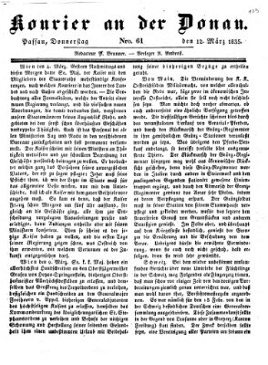 Kourier an der Donau (Donau-Zeitung) Donnerstag 12. März 1835