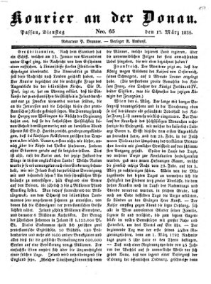 Kourier an der Donau (Donau-Zeitung) Dienstag 17. März 1835