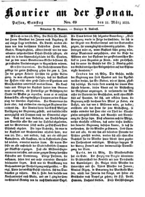 Kourier an der Donau (Donau-Zeitung) Samstag 21. März 1835