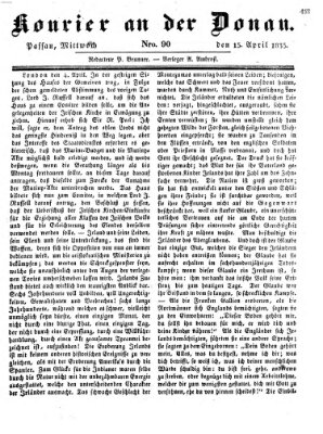 Kourier an der Donau (Donau-Zeitung) Mittwoch 15. April 1835