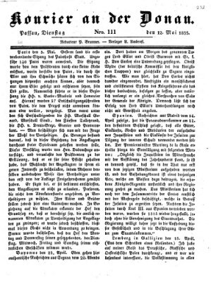 Kourier an der Donau (Donau-Zeitung) Dienstag 12. Mai 1835