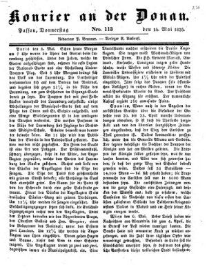 Kourier an der Donau (Donau-Zeitung) Donnerstag 14. Mai 1835