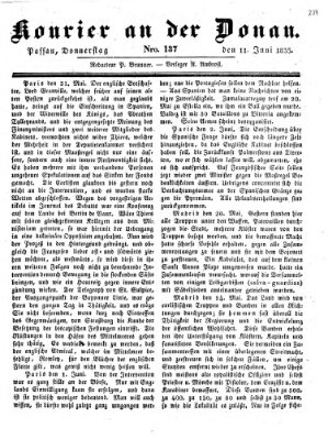 Kourier an der Donau (Donau-Zeitung) Donnerstag 11. Juni 1835