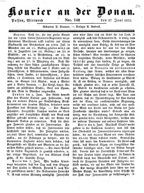 Kourier an der Donau (Donau-Zeitung) Mittwoch 17. Juni 1835