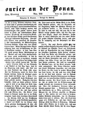 Kourier an der Donau (Donau-Zeitung) Montag 13. Juli 1835