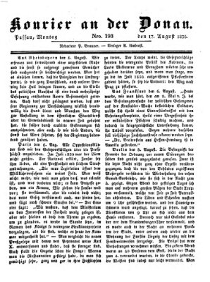 Kourier an der Donau (Donau-Zeitung) Montag 17. August 1835