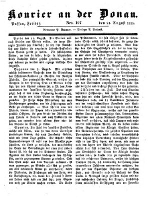 Kourier an der Donau (Donau-Zeitung) Freitag 21. August 1835