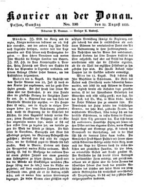 Kourier an der Donau (Donau-Zeitung) Samstag 22. August 1835