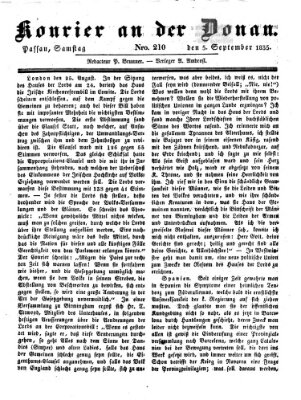 Kourier an der Donau (Donau-Zeitung) Samstag 5. September 1835