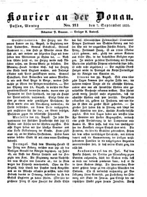 Kourier an der Donau (Donau-Zeitung) Montag 7. September 1835