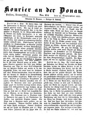 Kourier an der Donau (Donau-Zeitung) Donnerstag 10. September 1835