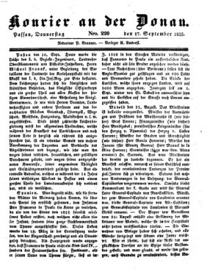 Kourier an der Donau (Donau-Zeitung) Donnerstag 17. September 1835