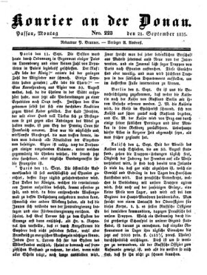 Kourier an der Donau (Donau-Zeitung) Montag 21. September 1835