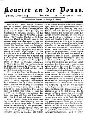 Kourier an der Donau (Donau-Zeitung) Donnerstag 24. September 1835