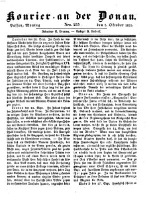 Kourier an der Donau (Donau-Zeitung) Montag 5. Oktober 1835