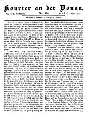 Kourier an der Donau (Donau-Zeitung) Dienstag 6. Oktober 1835