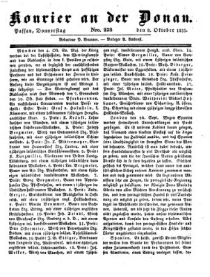 Kourier an der Donau (Donau-Zeitung) Donnerstag 8. Oktober 1835