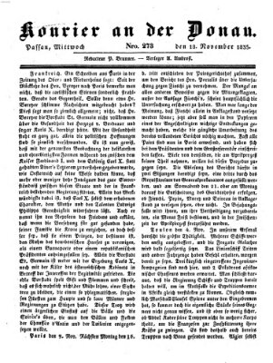 Kourier an der Donau (Donau-Zeitung) Mittwoch 18. November 1835