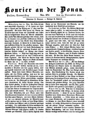 Kourier an der Donau (Donau-Zeitung) Donnerstag 19. November 1835