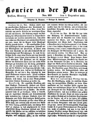 Kourier an der Donau (Donau-Zeitung) Montag 7. Dezember 1835