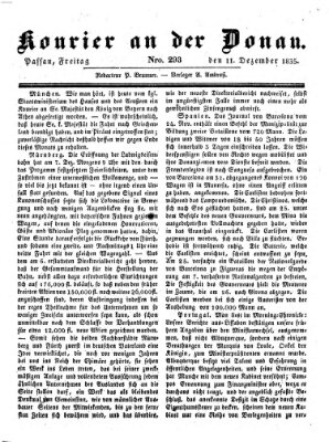 Kourier an der Donau (Donau-Zeitung) Freitag 11. Dezember 1835