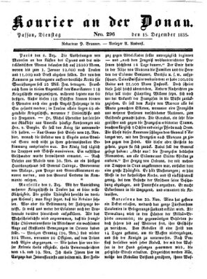 Kourier an der Donau (Donau-Zeitung) Dienstag 15. Dezember 1835