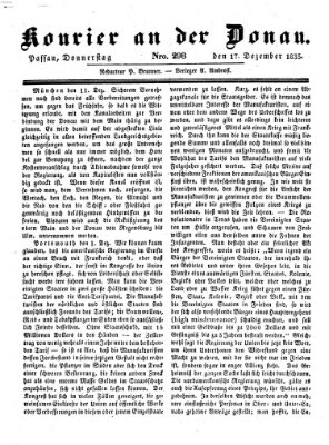 Kourier an der Donau (Donau-Zeitung) Donnerstag 17. Dezember 1835