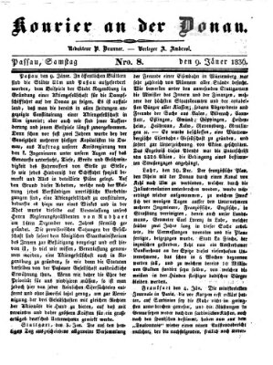 Kourier an der Donau (Donau-Zeitung) Samstag 9. Januar 1836