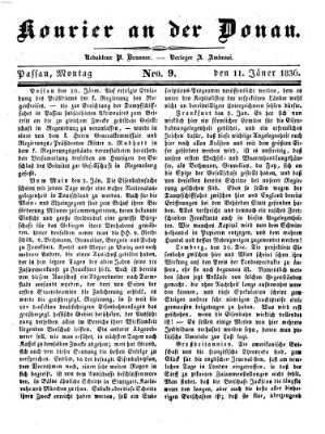 Kourier an der Donau (Donau-Zeitung) Montag 11. Januar 1836