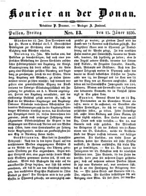 Kourier an der Donau (Donau-Zeitung) Freitag 15. Januar 1836