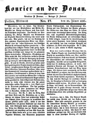 Kourier an der Donau (Donau-Zeitung) Mittwoch 20. Januar 1836