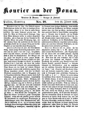 Kourier an der Donau (Donau-Zeitung) Samstag 23. Januar 1836