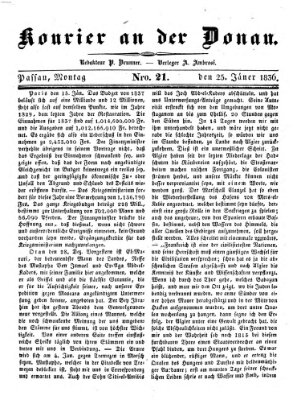 Kourier an der Donau (Donau-Zeitung) Montag 25. Januar 1836