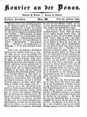 Kourier an der Donau (Donau-Zeitung) Samstag 30. Januar 1836