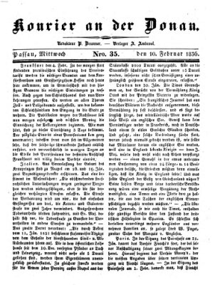 Kourier an der Donau (Donau-Zeitung) Mittwoch 10. Februar 1836