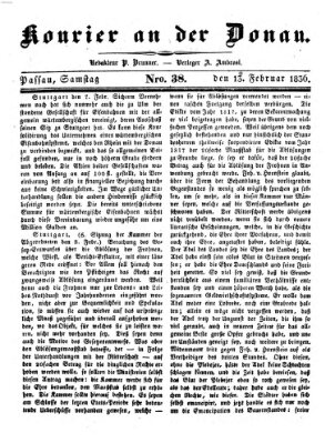 Kourier an der Donau (Donau-Zeitung) Samstag 13. Februar 1836