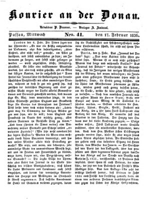 Kourier an der Donau (Donau-Zeitung) Mittwoch 17. Februar 1836