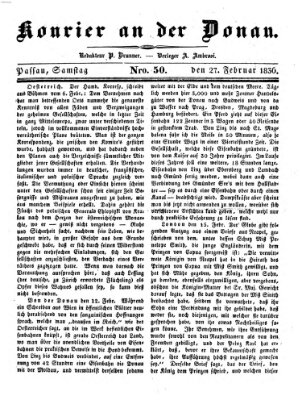 Kourier an der Donau (Donau-Zeitung) Samstag 27. Februar 1836