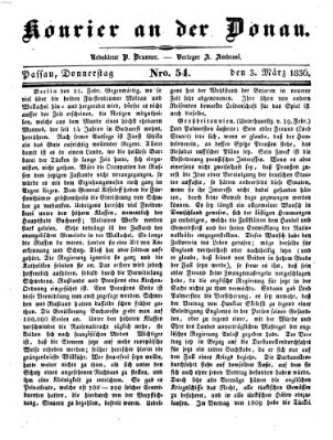 Kourier an der Donau (Donau-Zeitung) Donnerstag 3. März 1836