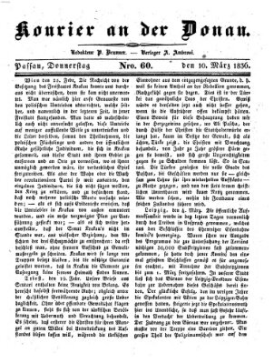 Kourier an der Donau (Donau-Zeitung) Donnerstag 10. März 1836