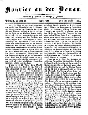 Kourier an der Donau (Donau-Zeitung) Samstag 19. März 1836