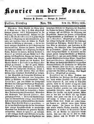 Kourier an der Donau (Donau-Zeitung) Dienstag 22. März 1836