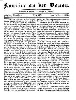 Kourier an der Donau (Donau-Zeitung) Samstag 9. April 1836