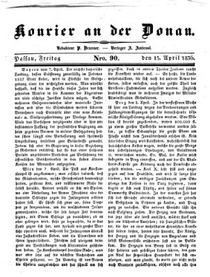 Kourier an der Donau (Donau-Zeitung) Freitag 15. April 1836