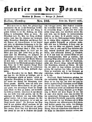 Kourier an der Donau (Donau-Zeitung) Samstag 30. April 1836