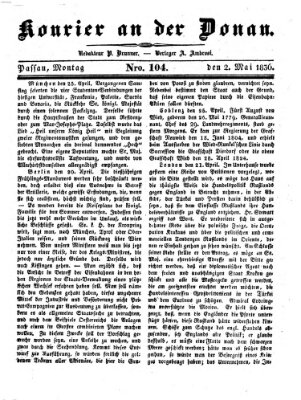 Kourier an der Donau (Donau-Zeitung) Montag 2. Mai 1836